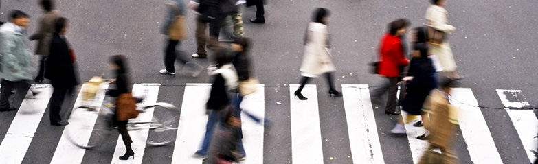 Picture of people crossing a road. 