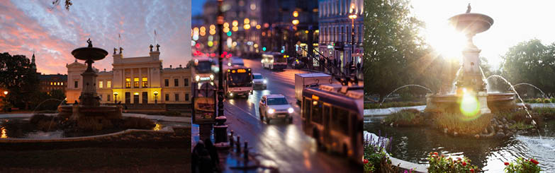 Pictures of roads and Lund environment. 